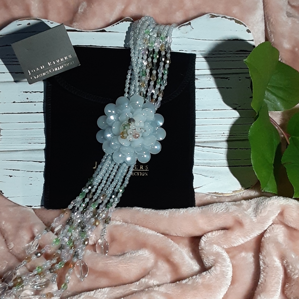 NWT Joan Rivers pale blue rose beads necklace - Picture 15 of 15